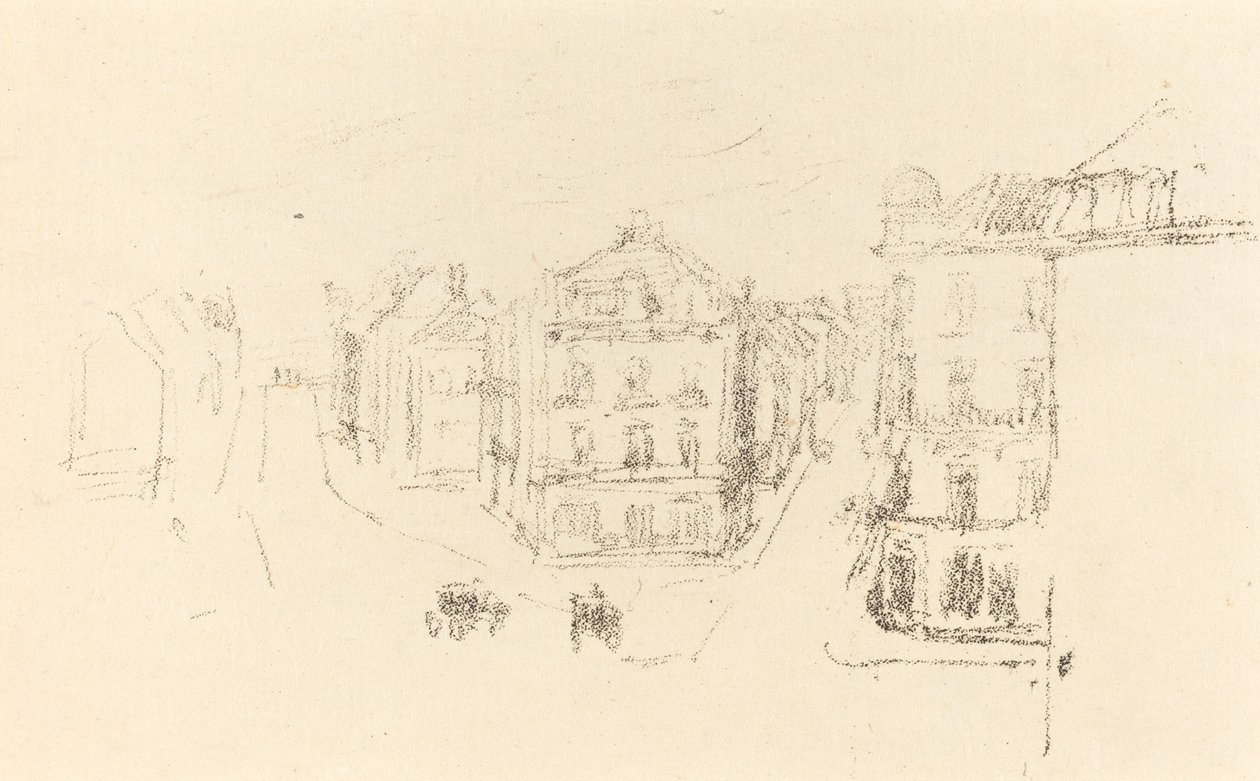 Prøveskitse: Grand Rue, Dieppe, ca. 1891. af James Abbott McNeill Whistler