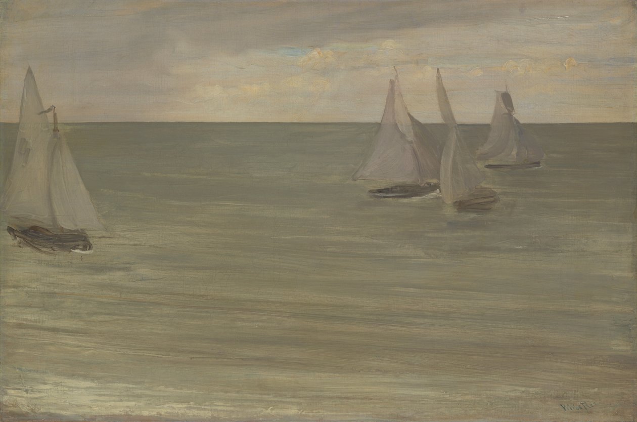 Trouville grå og grøn, Sølvhavet, 1865. af James Abbott McNeill Whistler