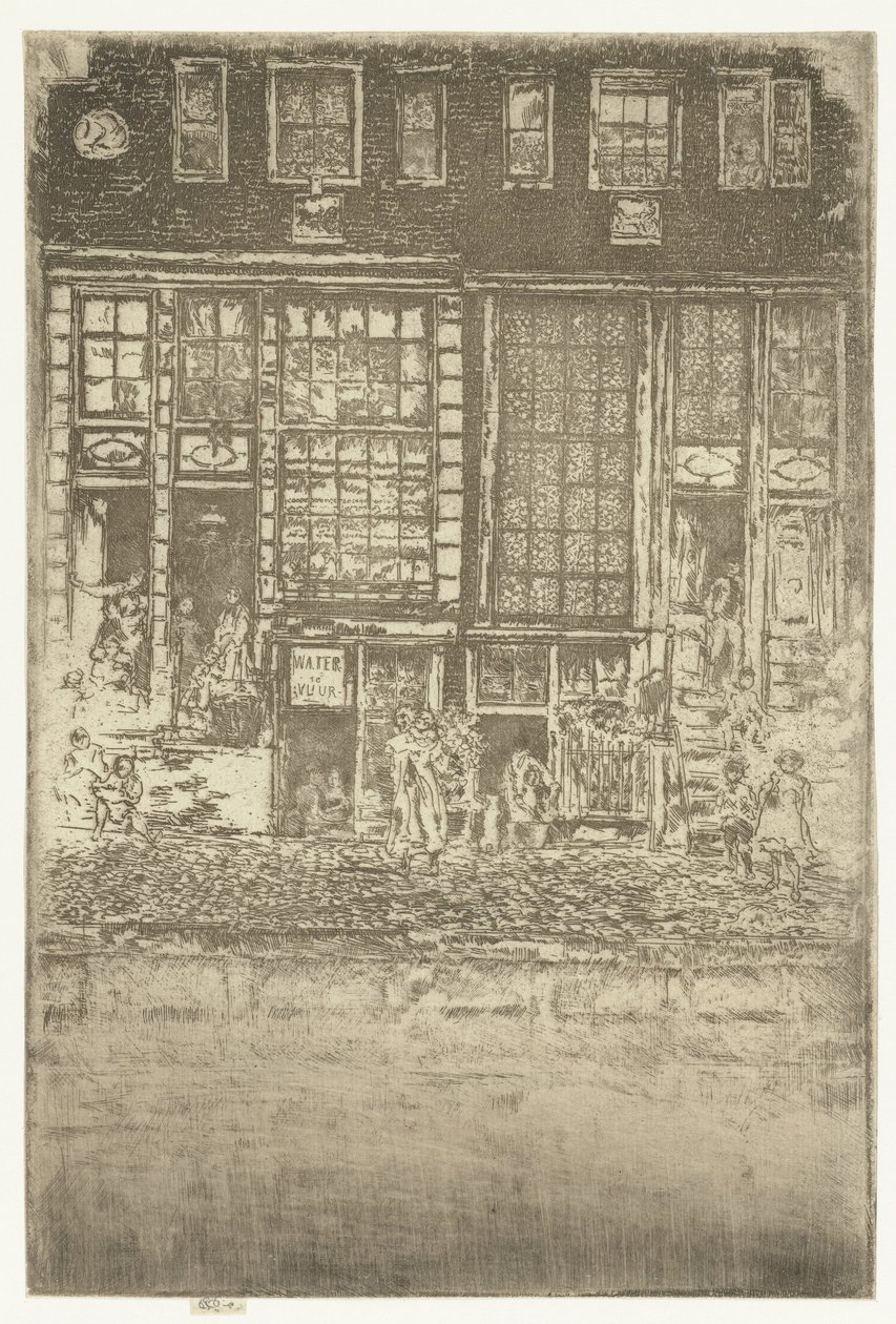 To kanalhuse i Amsterdam Broderet gardin af James Abbott McNeill Whistler
