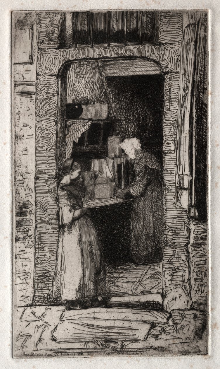 Tolv ætsninger fra naturen: Sennepshandleren, 1858. af James Abbott McNeill Whistler