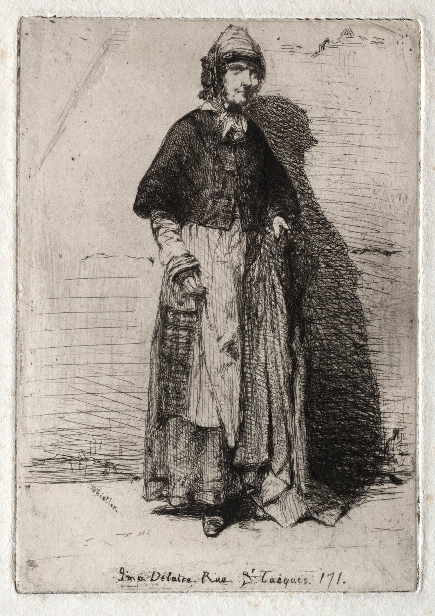 Tolv ætsninger fra naturen: La Mère Gérard, 1858. af James Abbott McNeill Whistler