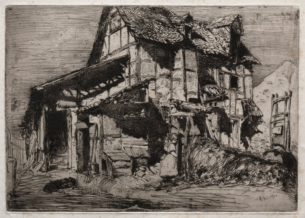 Tolv ætsninger fra naturen: The Unsafe Tenement, 1858. af James Abbott McNeill Whistler