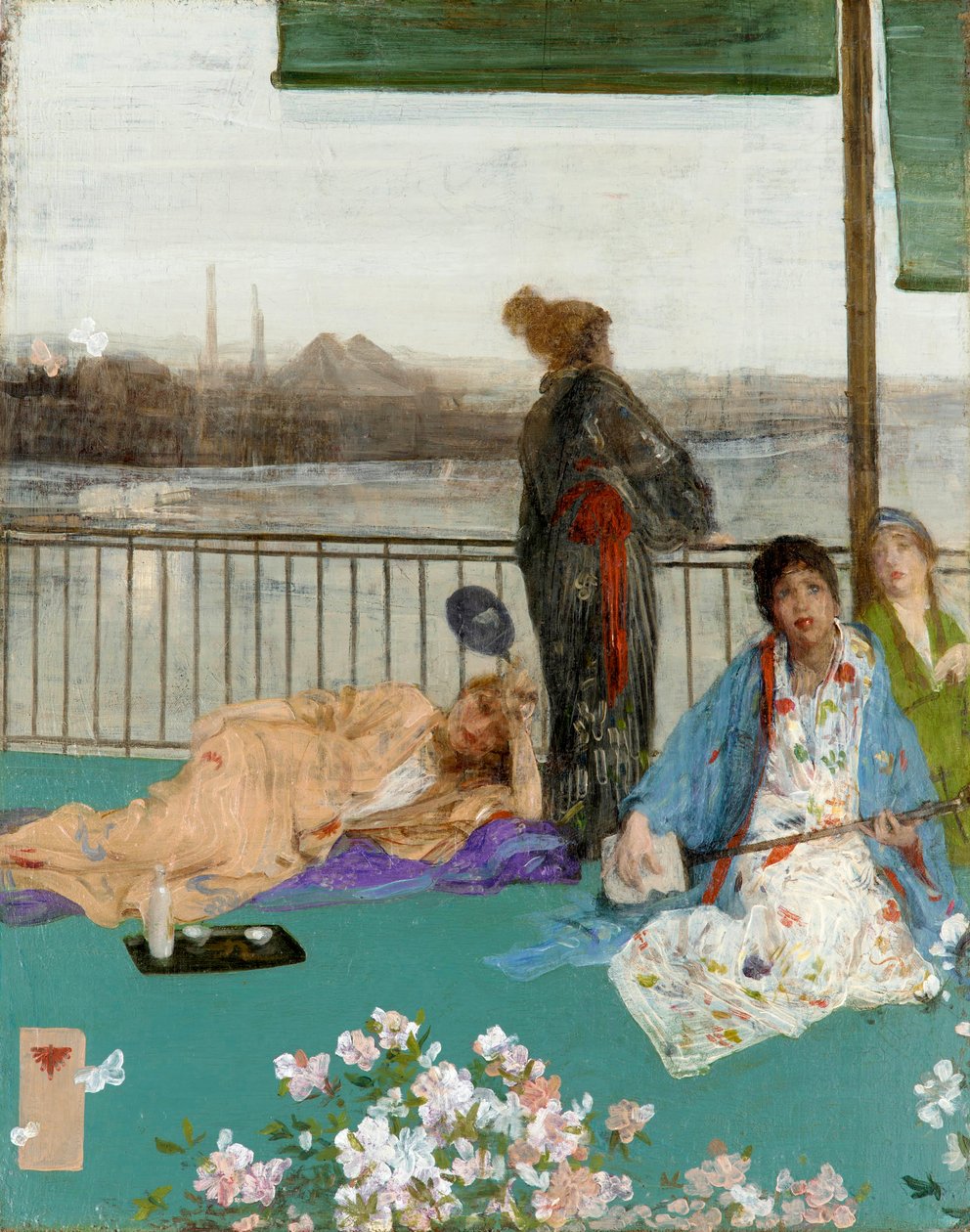 Variationer i kødfarve og grøn: Balkonen, ca. 1870 af James Abbott McNeill Whistler