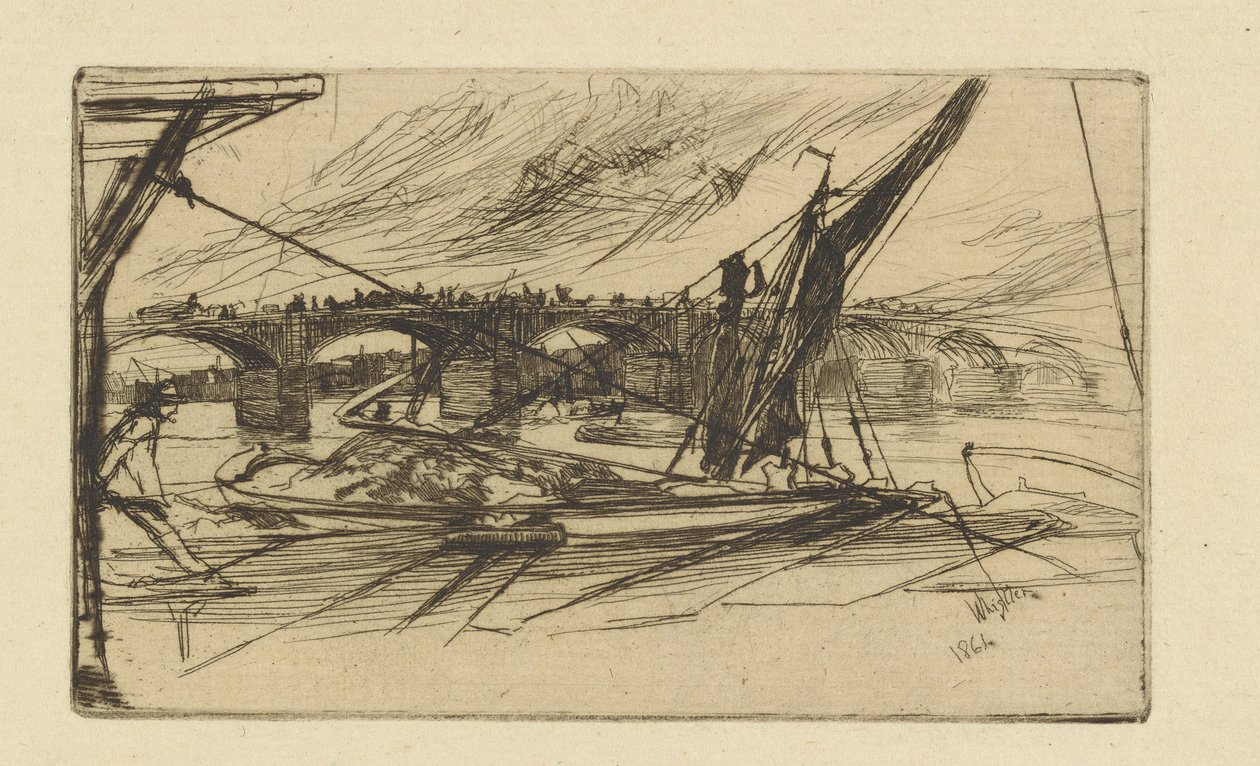 Vauxhall Bridge, 1861. af James Abbott McNeill Whistler