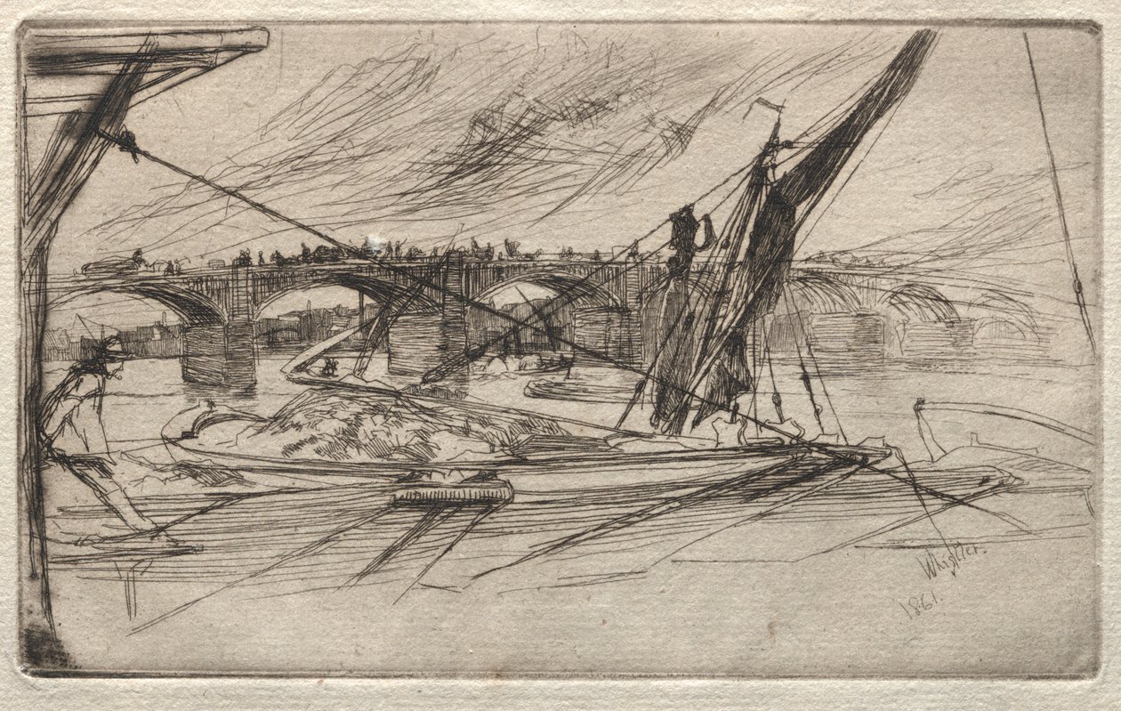 Vauxhall Bridge, 1861. af James Abbott McNeill Whistler