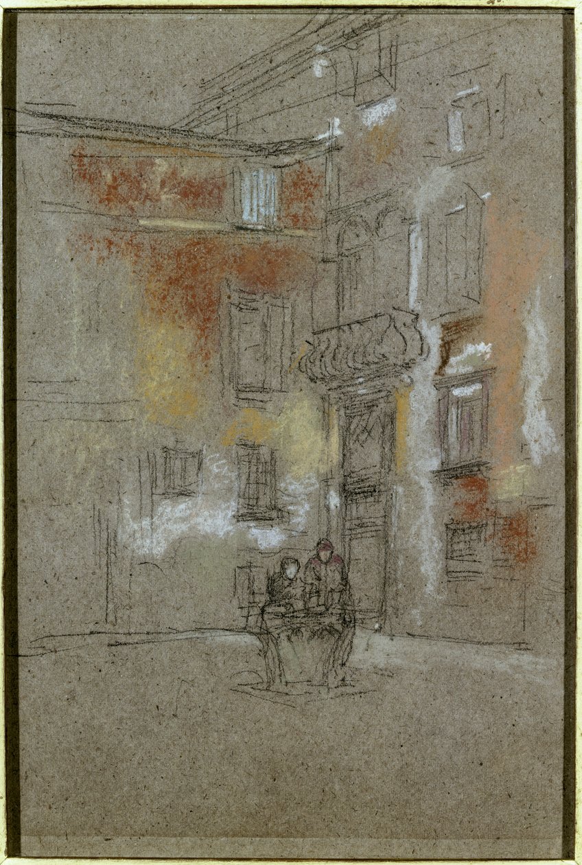 Venetiansk gårdhave: Corte Bollani, 1880 (kridt og pastel på brunt papir) af James Abbott McNeill Whistler