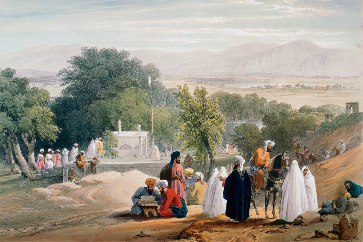 Kejser Baburs grav, Kabul, Første anglo-afghanske krig 1838-1842 af James Atkinson