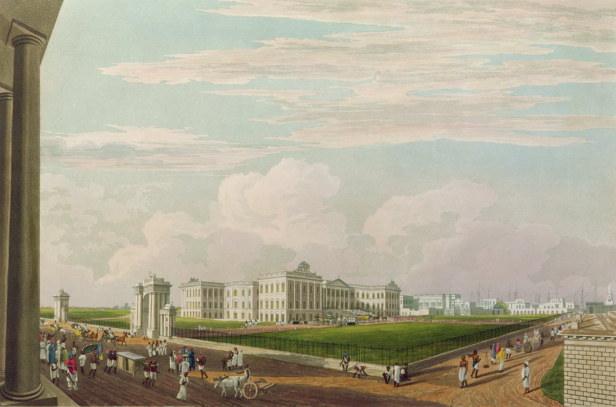 A View of Government House, Calcutta, 1826, indgraveret af Robert Havell den Yngre (1793-1878) (akvatinte) af James Baillie Fraser