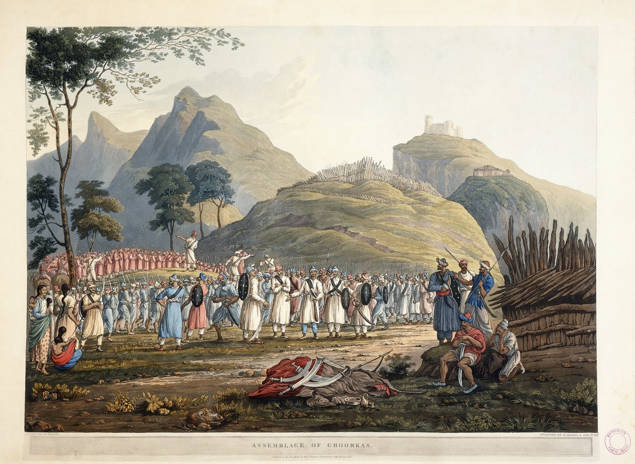 Forsamlingen af Ghoorkas, 1820 af James Baillie Fraser