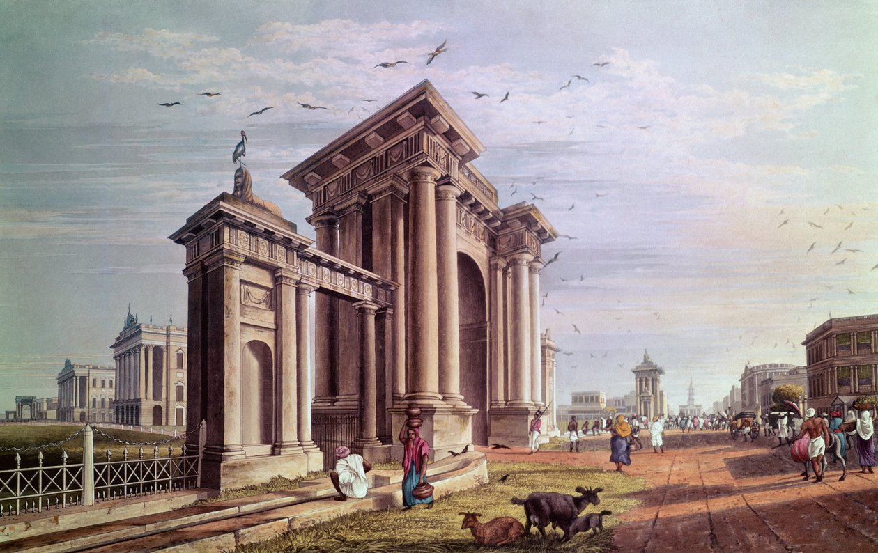 Court House Street, Calcutta, indgraveret af Robert Havell, pub. 1824 af James Baillie Fraser