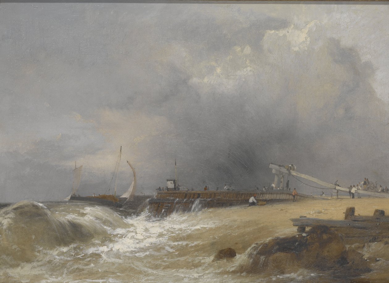 Littlehampton Pier på Sussex Coast, ca. 1842 (olie på lærred) af James Baker Pyne