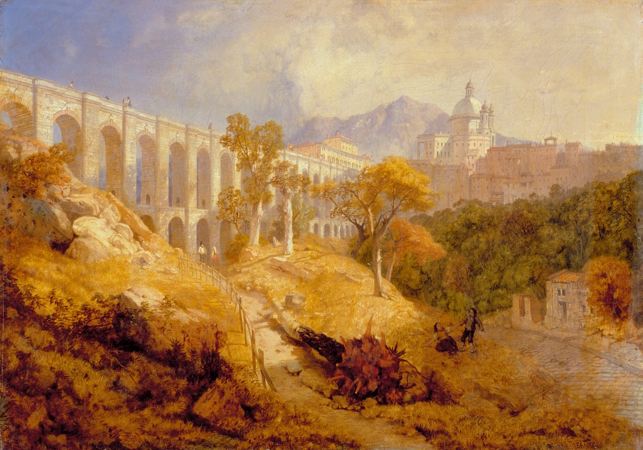 Akvædukten ved Arricia, nær Rom, 1866 af James Baker Pyne
