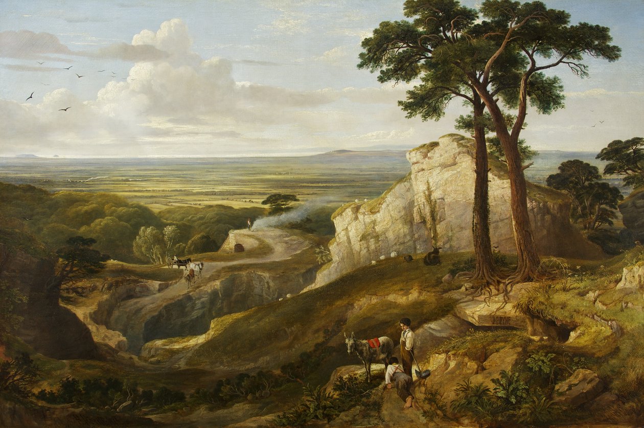 Udsigt fra Mendips, ca. 1840 (olie på lærred) af James Baker Pyne