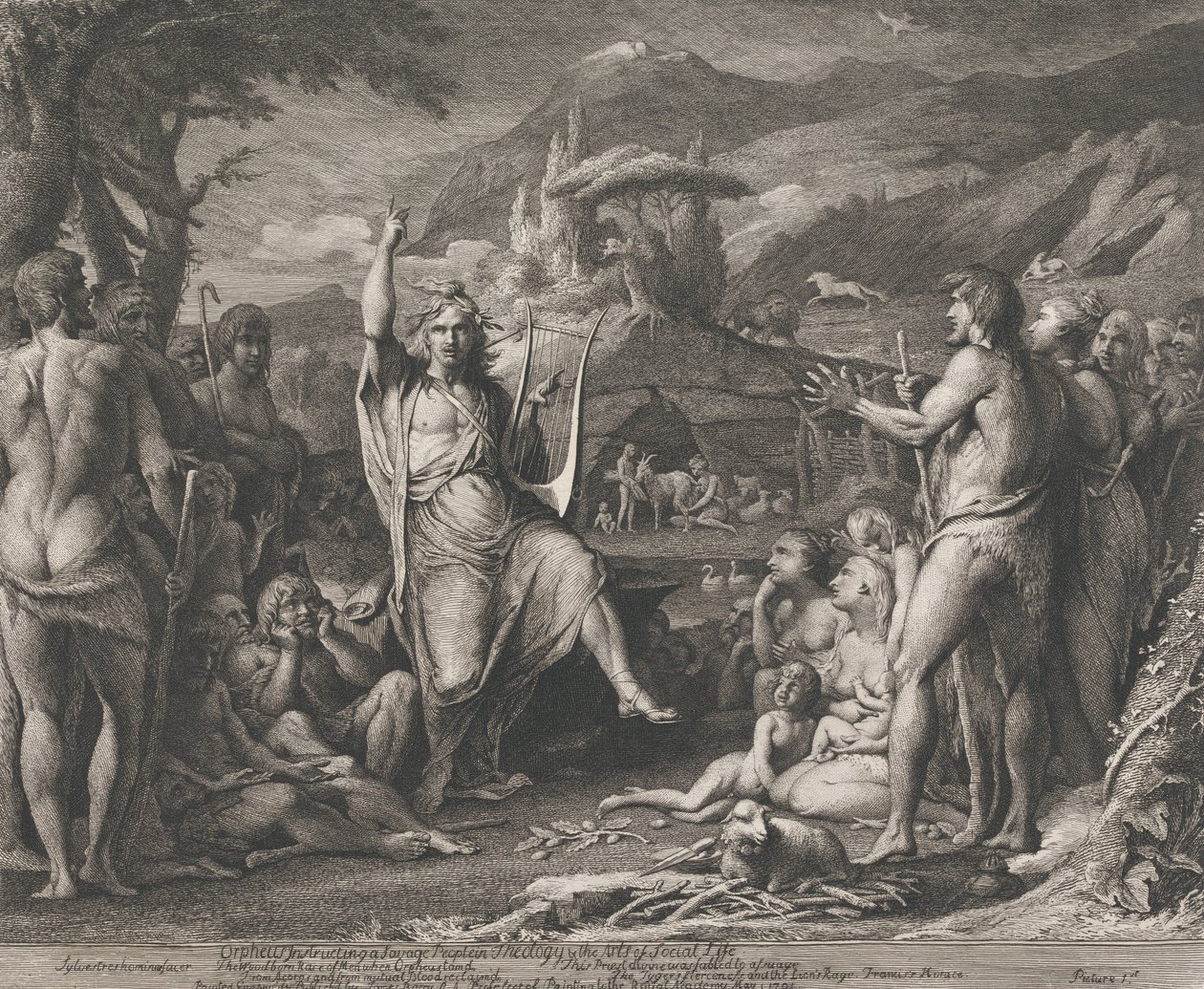 Orpheus instructing..in Theology (Designs for the Walls of the Great Room of Society for the Encouragement of the Arts) af James Barry
