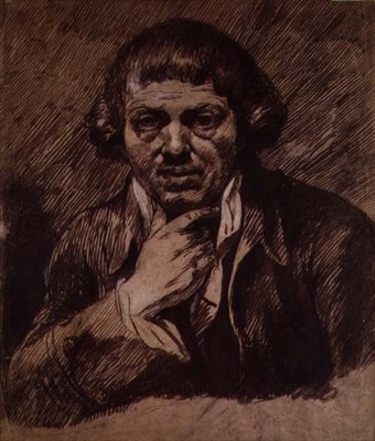 Selvportræt, ca. 1800 (pensel og bistre på papir) af James Barry