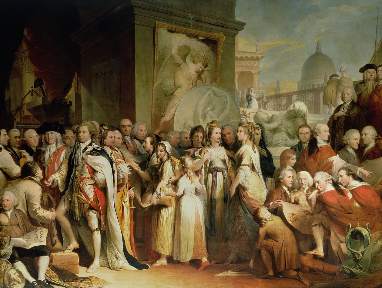 Fordelingen af præmier i Society of Arts, femte i serien The Progress of Human Culture and Knowledge, c.1777-84 af James Barry