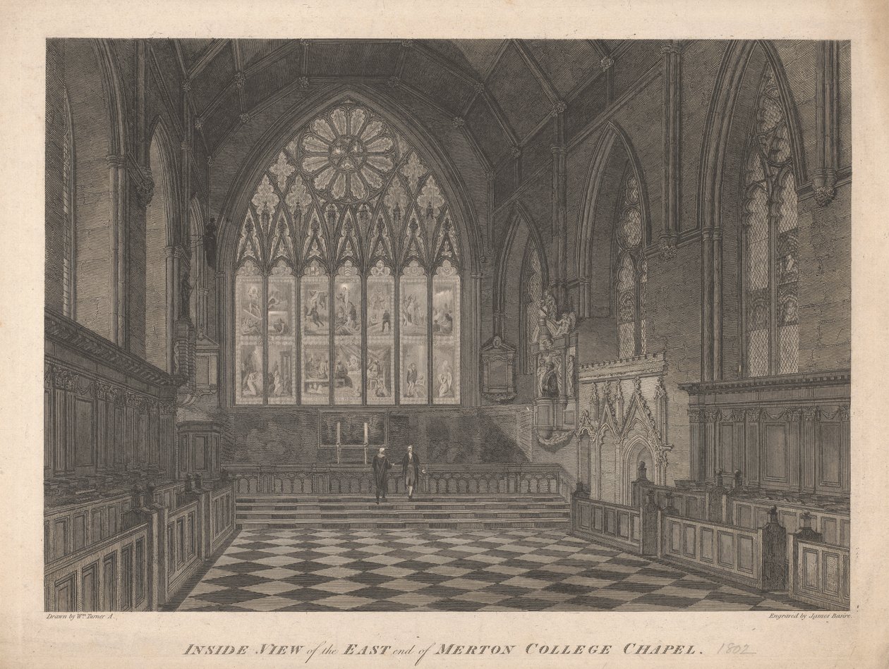 Indvendig udsigt over East End af Merton College Chapel af James Basire