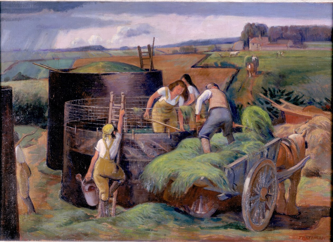 Ensilage, ca. 1940 (olie på lærred) af James Bateman