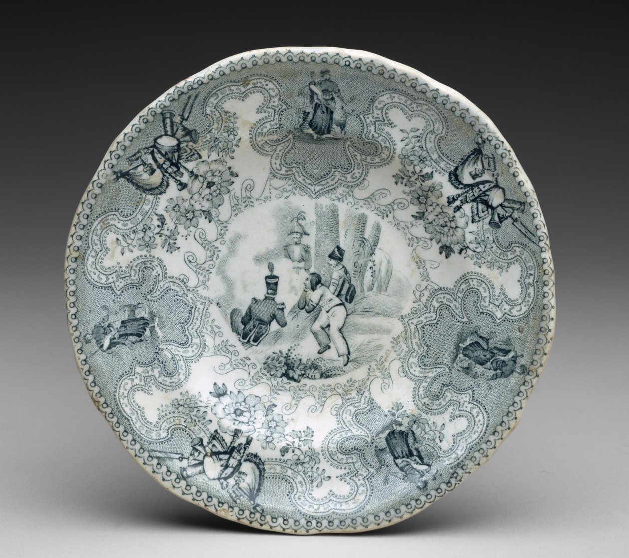 Tallerken, ca. 1837-44 (transfertrykt fajance) af James Beech