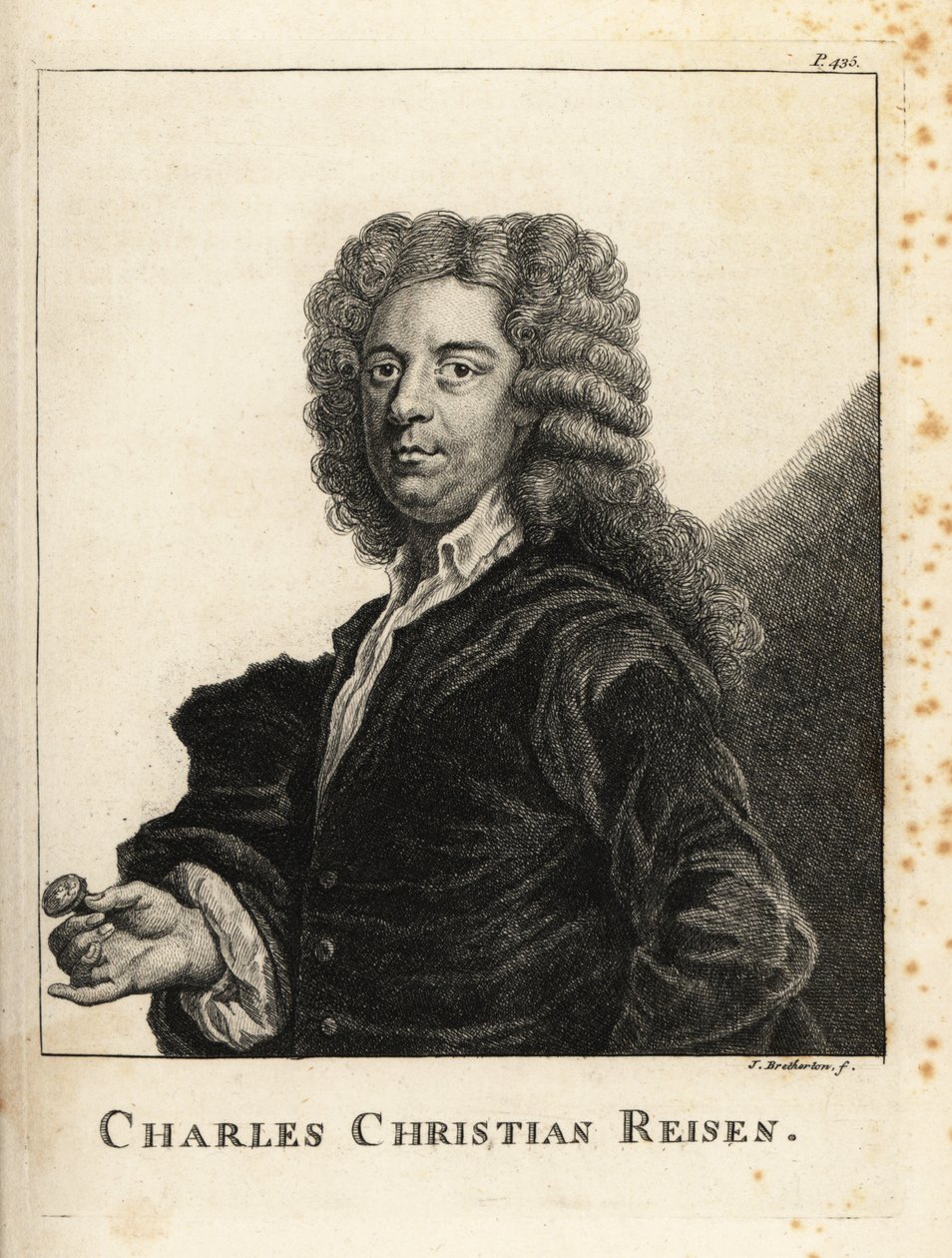 Portræt af Charles Christian Reisen (1680-1725), engelsk ædelstensgravør og seglgravør af James Bretherton