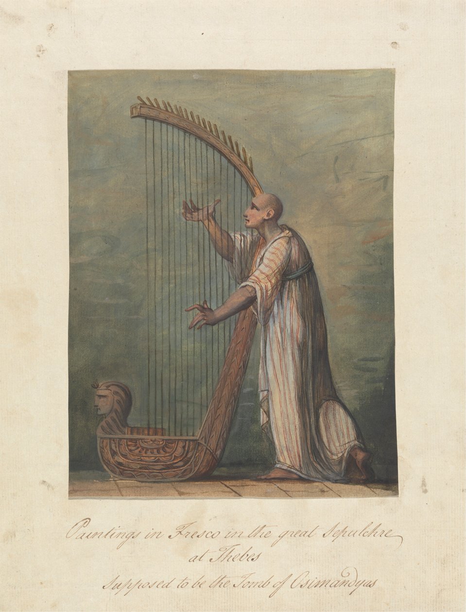 Mand spiller på en harpe af James Bruce