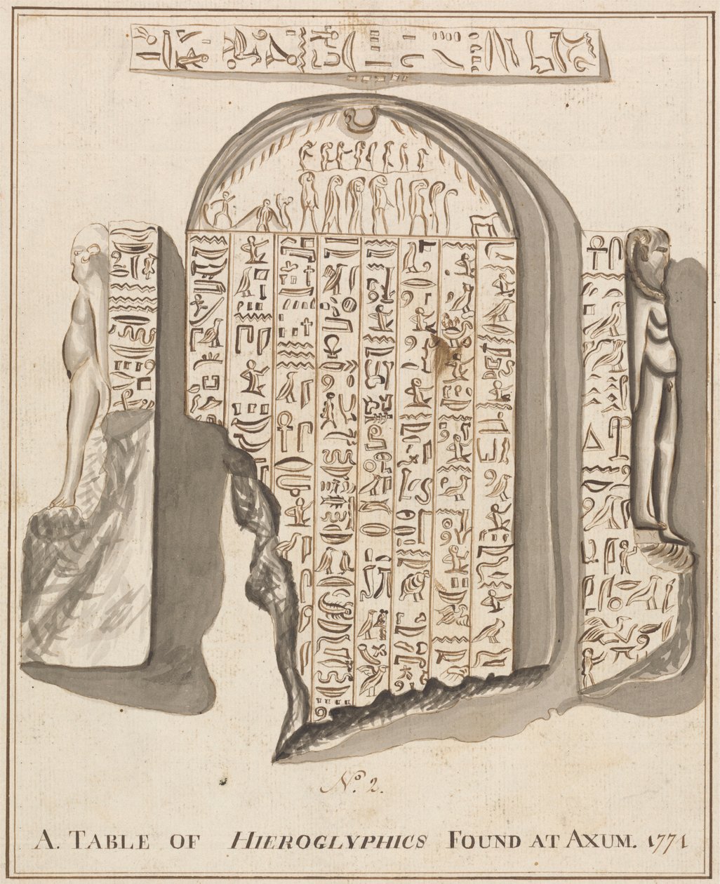 nr. 2. A. Tabel over Hieroglyfer fundet ved Axum af James Bruce