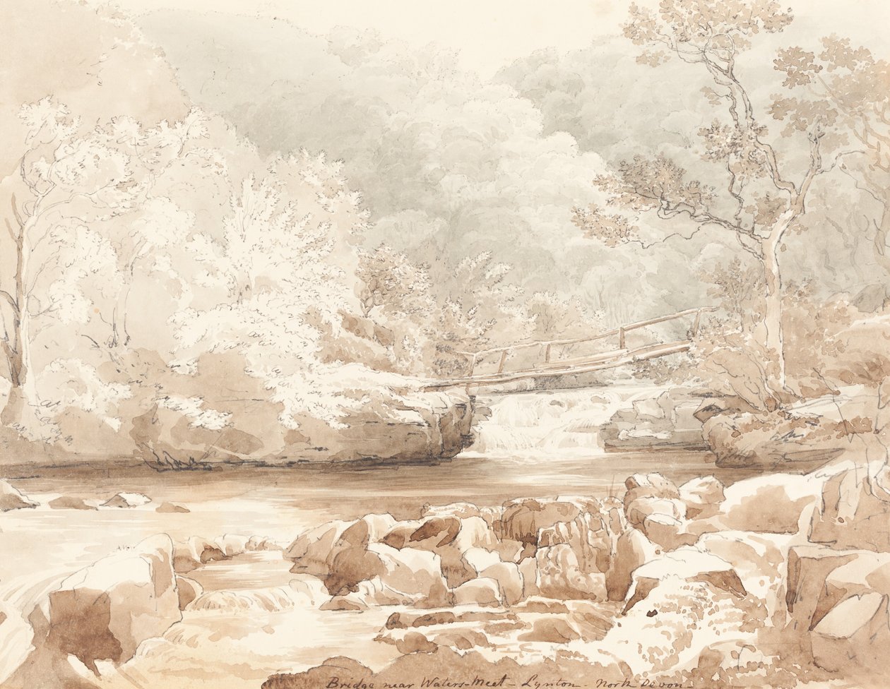 Bridge nær Waters-Meet, Lynton, North Devon, første halvdel af det 19. århundrede. af James Bulwer