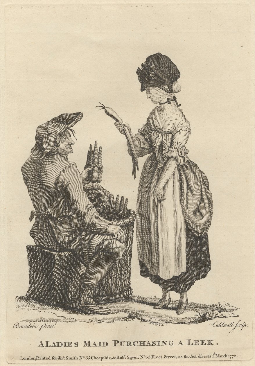 En damepige, der køber en porre af James Caldwall