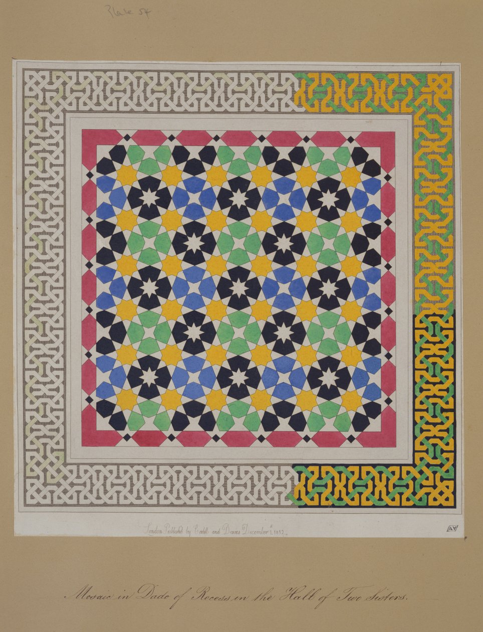 Mosaik i frikvarteret i Hall of Two Sisters, Alhambra, fra 