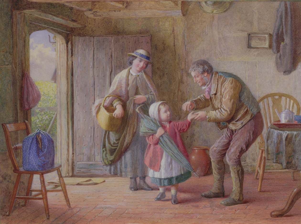 A Penny for Yourself, ca. 1870 (akvarel) af James Clarke Waite