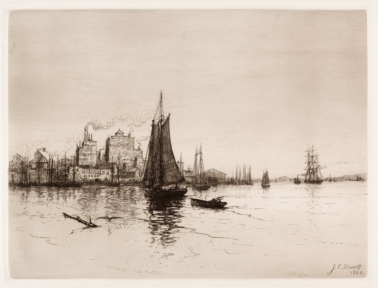 Harbor Scene, 1884. dani af James Craig Nicoll