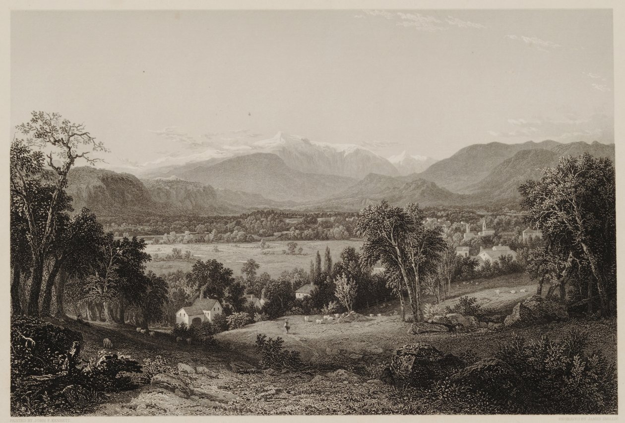 Mount Washington fra Valley of Conway, efter John F. Kensett, graveret af James Smillie, trykt af J. Dalton af James David Smillie