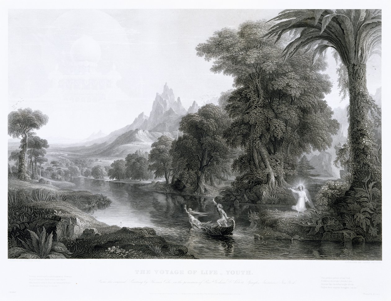 Livets rejse - Ungdom, ca. 1855 (gravering) af James David Smillie