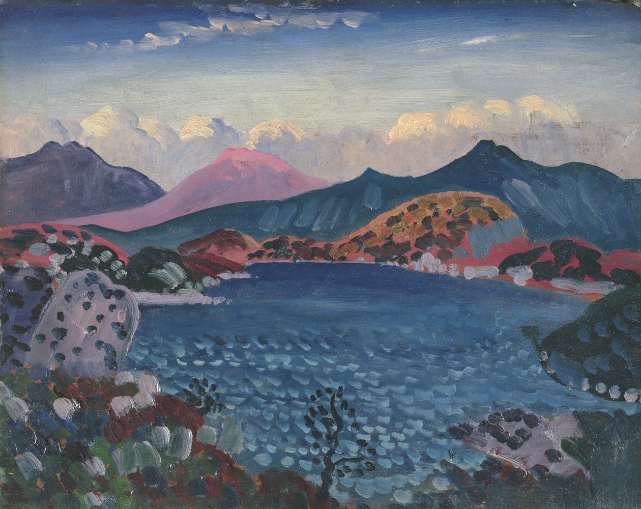 Bala Lake, ca. 1911 (olie på panel) af James Dickson Innes