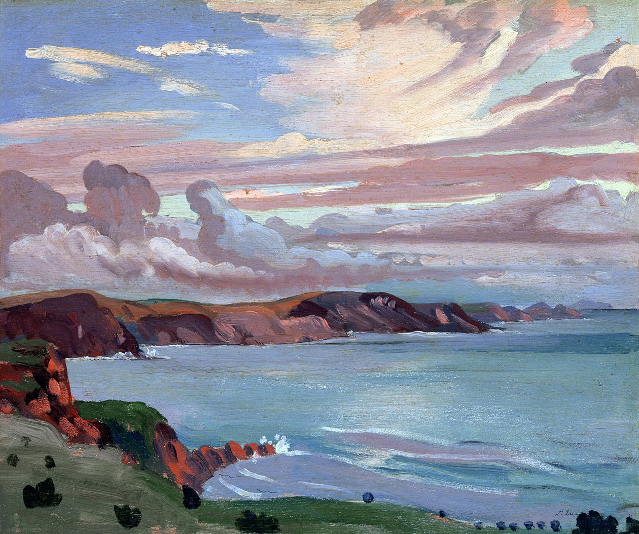 Pembroke Coast (olie på panel) af James Dickson Innes