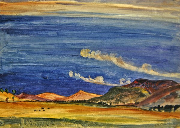 Thunder in the Mountains (akvarel over blyant på papir) af James Dickson Innes