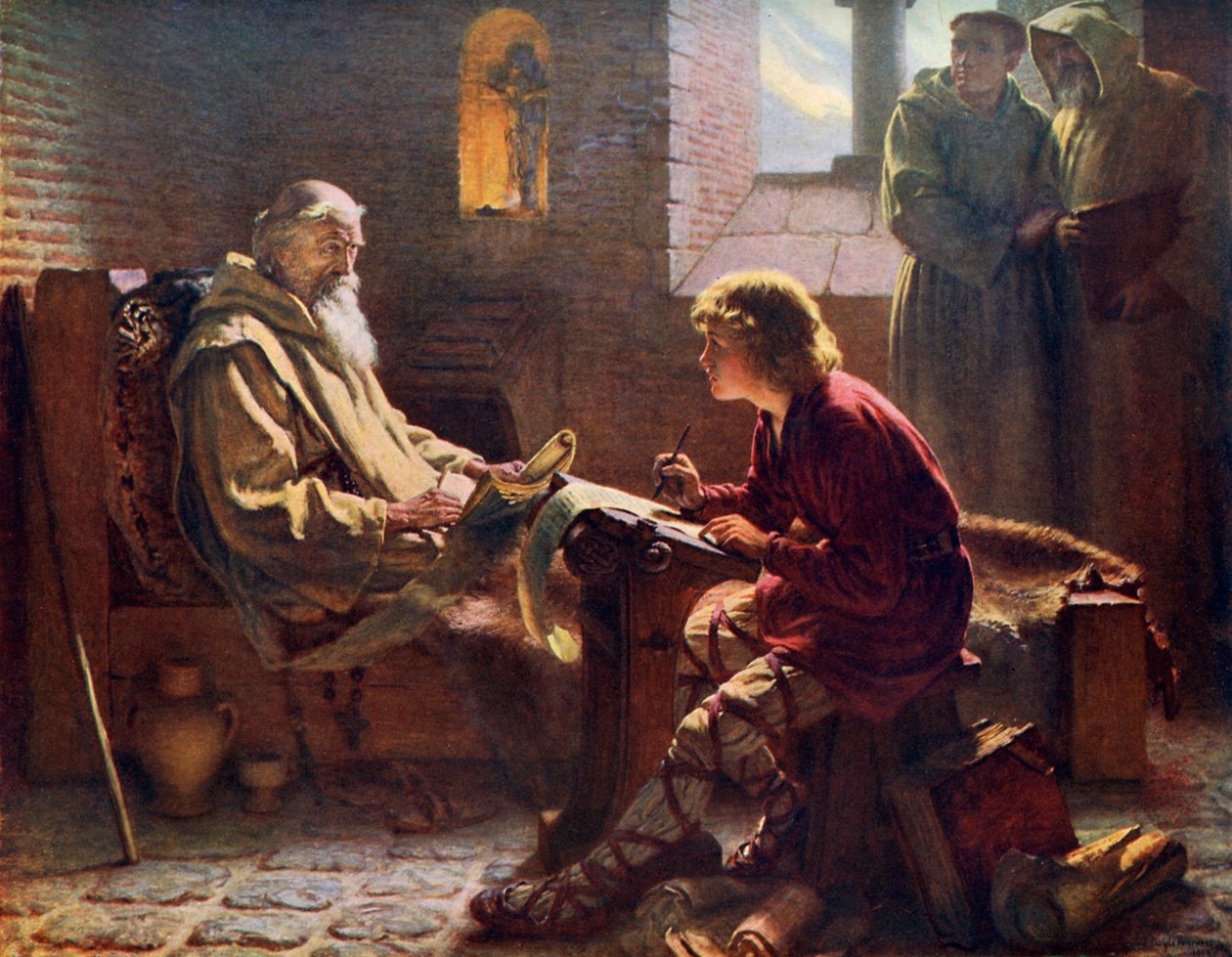 Den ærværdige Bede oversætter det sidste kapitel af Johannes, 1926. af James Doyle Penrose