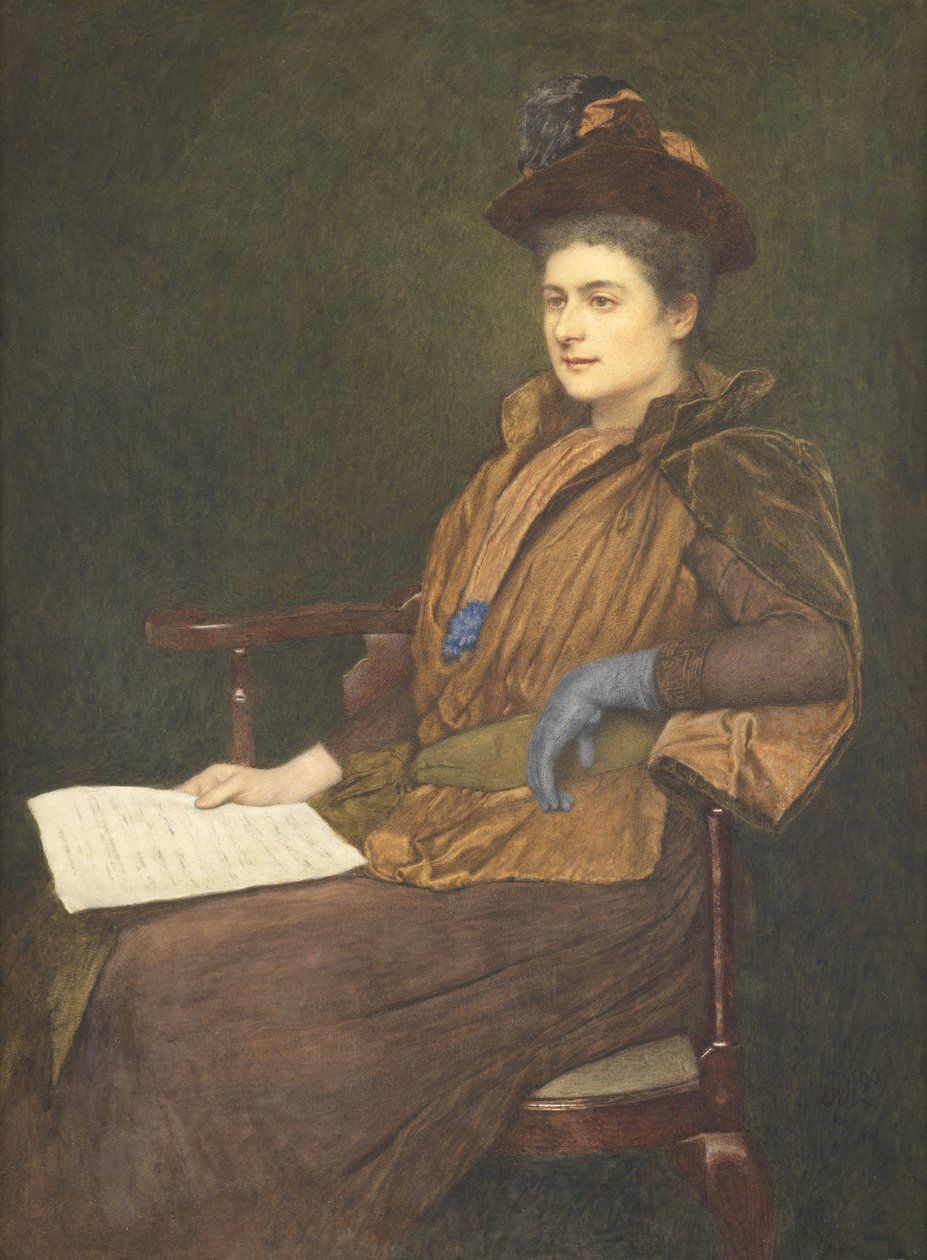 Miss Agnes Ashbee, 1890 (wc & gouache på papir) af James Dromgole Linton