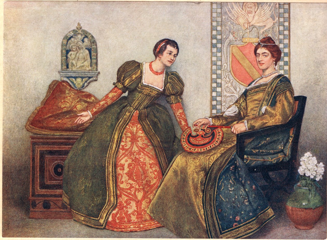 Portia og Nerissa, illustration fra 