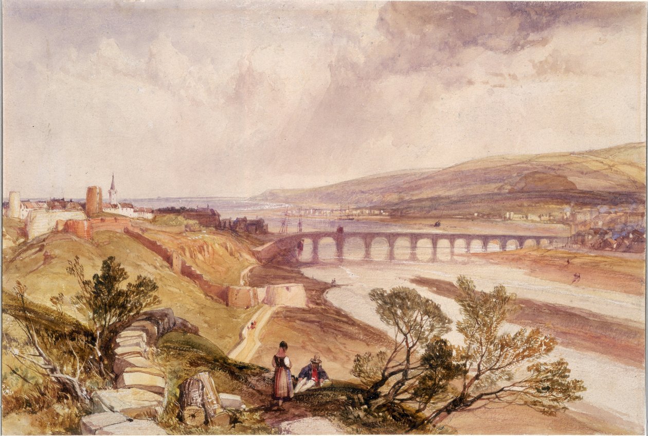 Berwick upon Tweed (wc på vævet papir) af James Duffield Harding