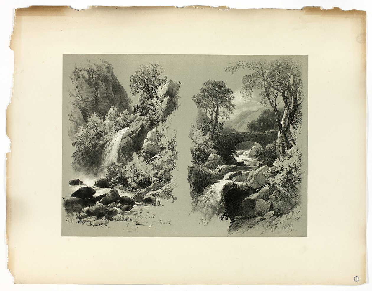 Lady Fall, Vale of Heath og Fall on the Brent, fra Picturesque Selections af James Duffield Harding