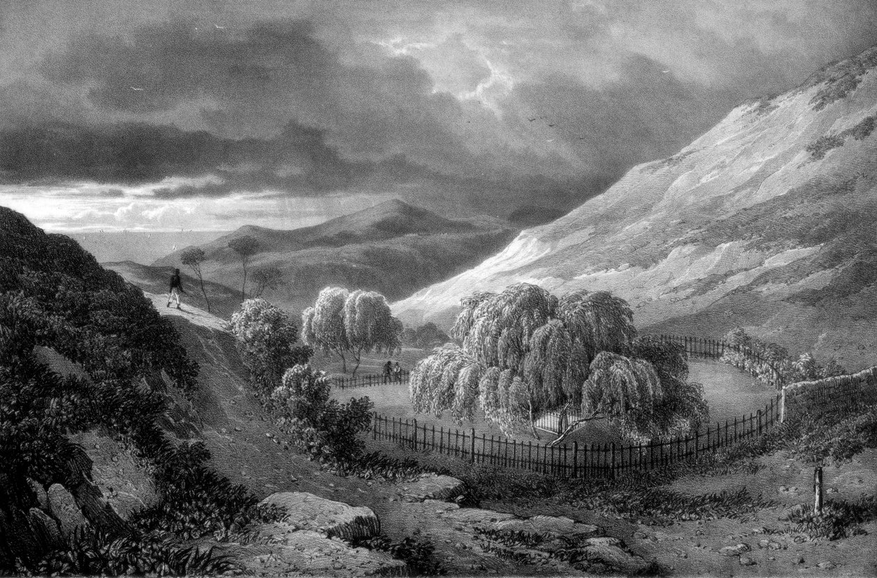 Napoleon Bonapartes grav, øen St. Helena, 1824. af James Duffield Harding