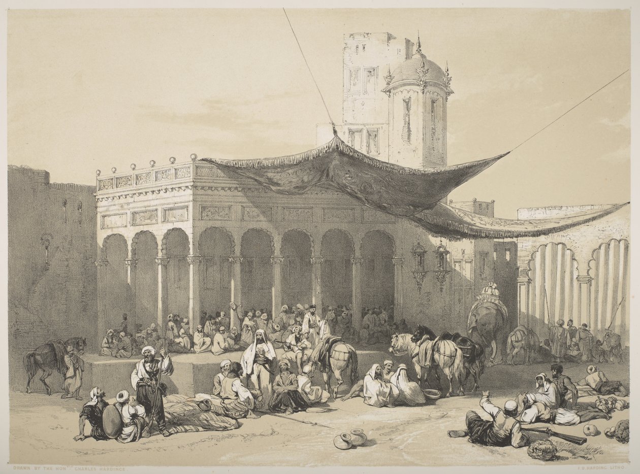 Punjabi: Sikh-soldater modtager deres løn på Royal Durbar, Lahore af James Duffield Harding