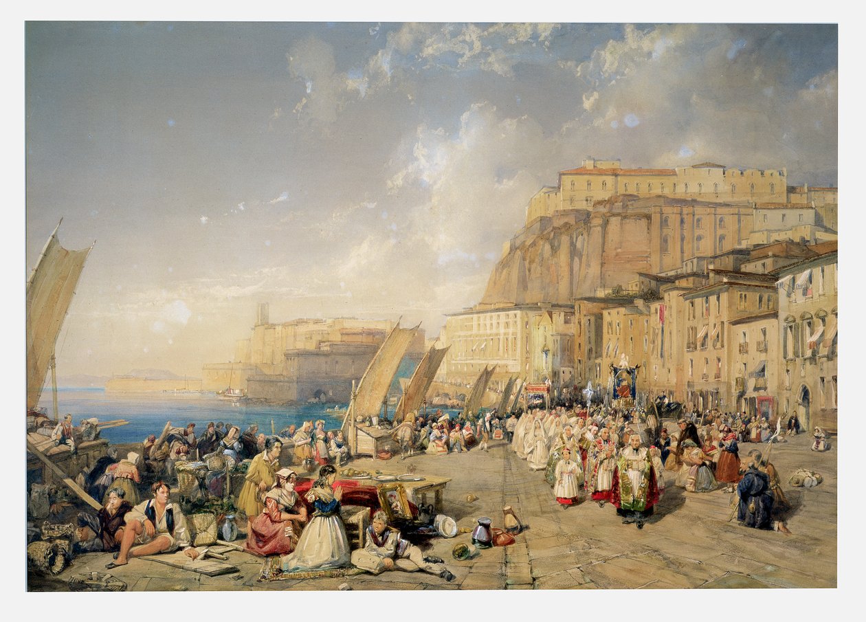 Procession på festen for Corpus Christi, Napoli af James Duffield Harding