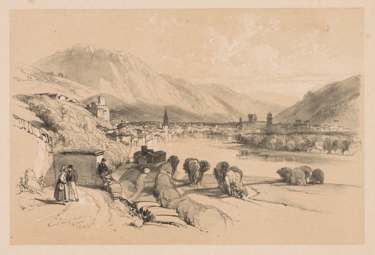 Skitser hjemme og i udlandet: Generel udsigt over Trento, 1834. af James Duffield Harding