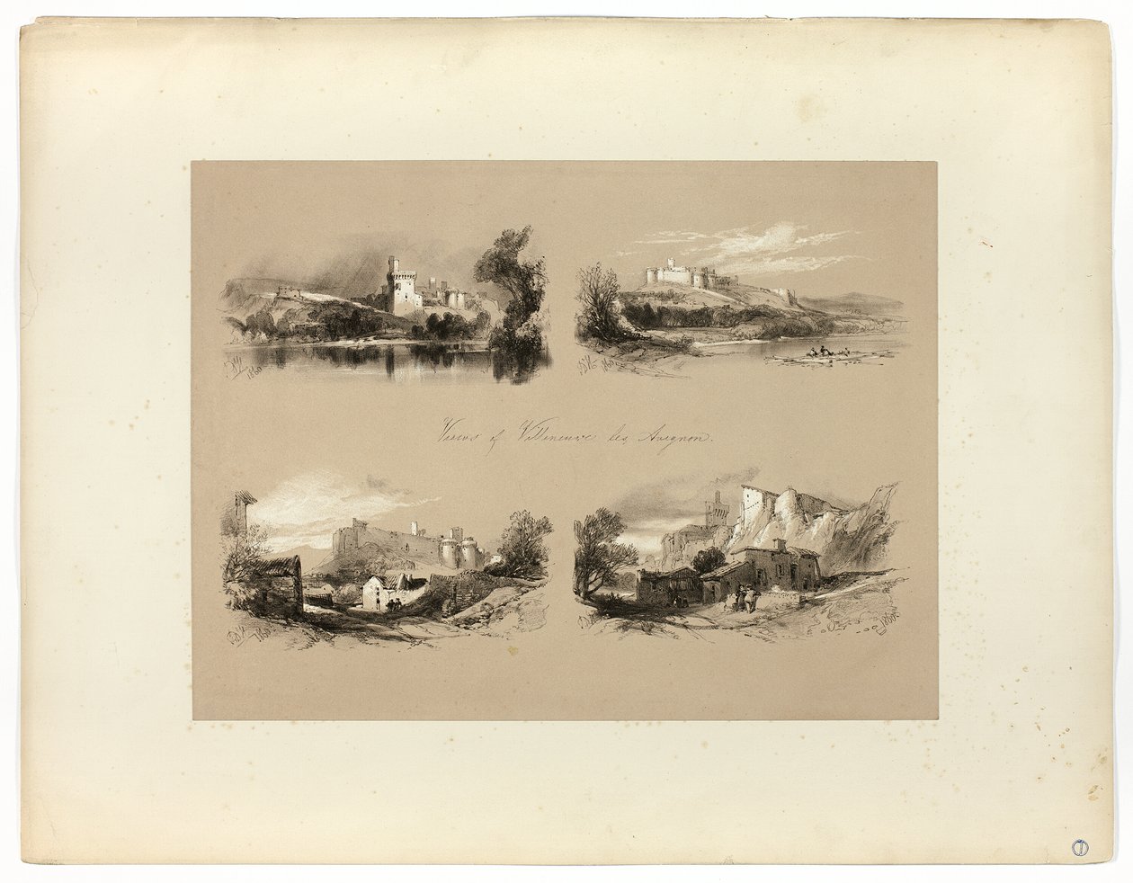 Udsigt over Villeneuve les Avignon fra maleriske udvalg af James Duffield Harding