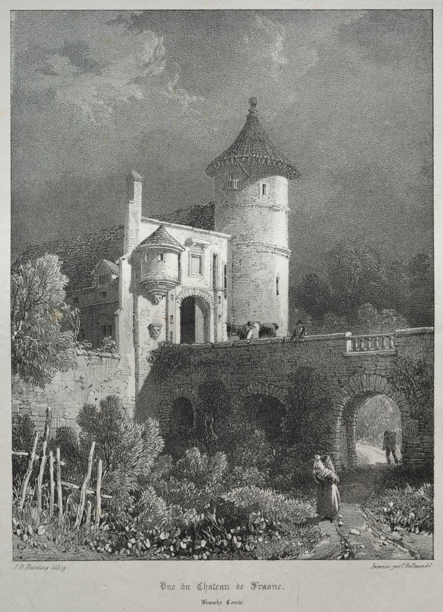 Maleriske og romantiske rejser i det gamle Frankrig. Franche-Comté: Udsigt over slottet Frasne af James Duffield Harding