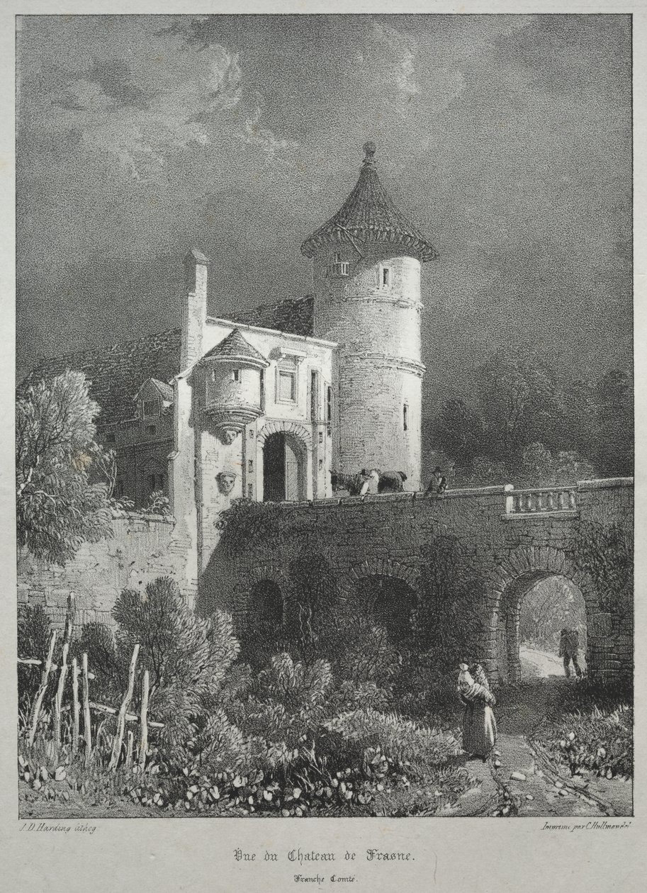 Maleriske og romantiske rejser i det gamle Frankrig. Franche-Comté: Udsigt over slottet Frasne af James Duffield Harding