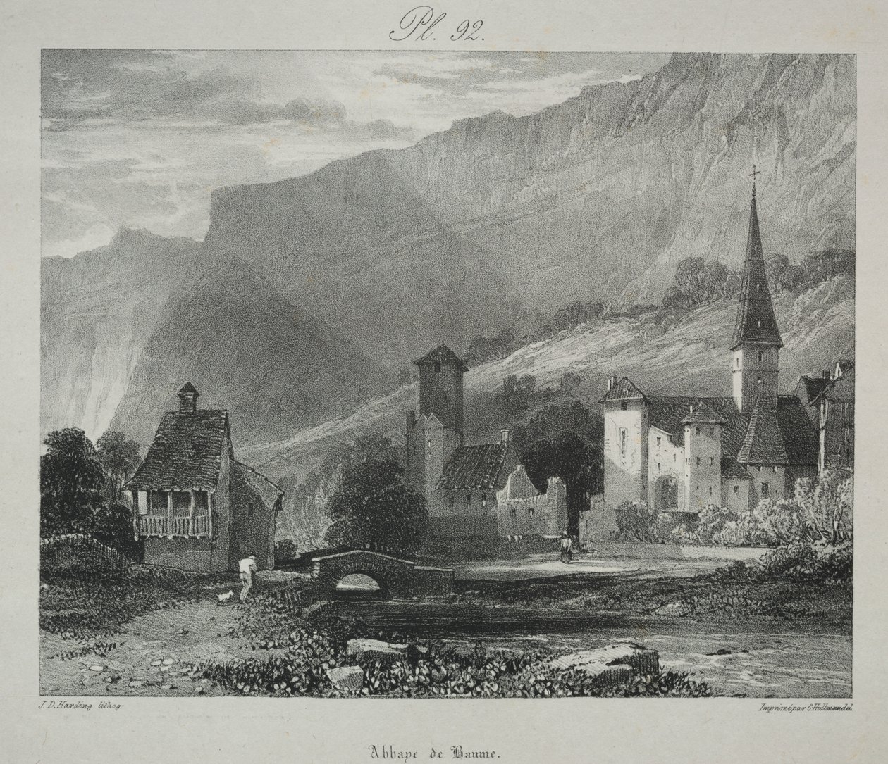 Maleriske og romantiske rejser i det gamle Frankrig. Franche Comté: Abbey of Baume, Baume-les-Messieurs af James Duffield Harding