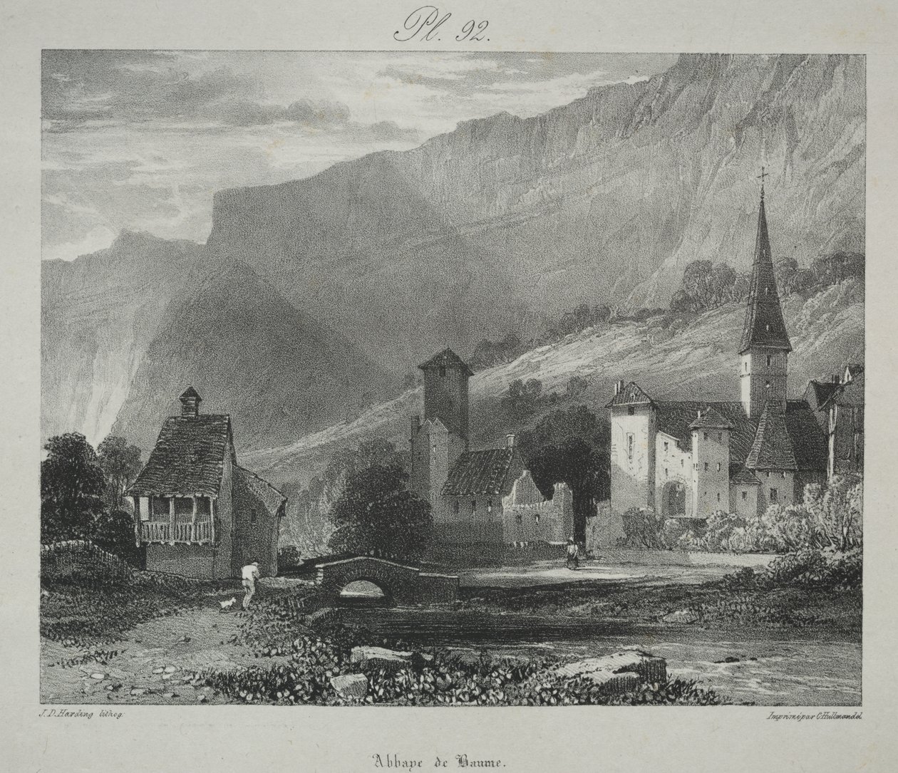 Maleriske og romantiske rejser i det gamle Frankrig. Franche Comté: Abbey of Baume, Baume-les-Messieurs af James Duffield Harding